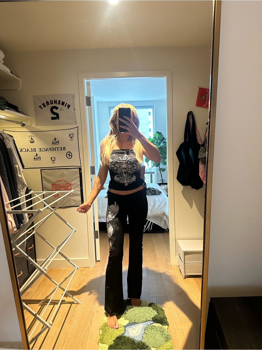 Black Graphic Winged Skull Top Set - Picture 2 of 4